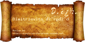 Dimitrievits Árpád névjegykártya